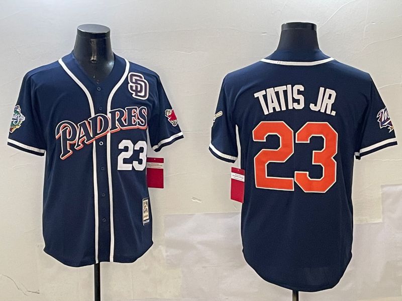 Men San Diego Padres 23 Tatis jr Blue Throwback Game 2025 Nike MLB Jersey style 3123